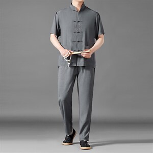 夏季冰丝短袖t恤2023夏装新款休闲风套装唐装宽松一套男装,一岁女孩衣服搭配冬装图片