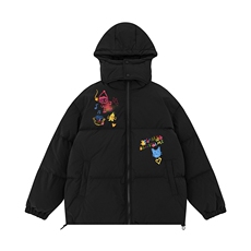 白底23新款冬季时尚百搭宽松字母印花棉服外套MY6216P115控158，男装棉衣，电商A268-1