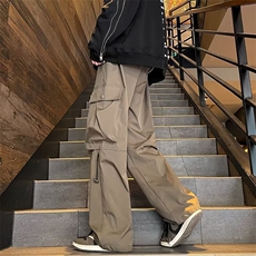 美式机能冲锋裤男潮牌宽松阔腿工装裤高街直筒休闲长MK6730-P38，男装休闲裤，星座1001-1