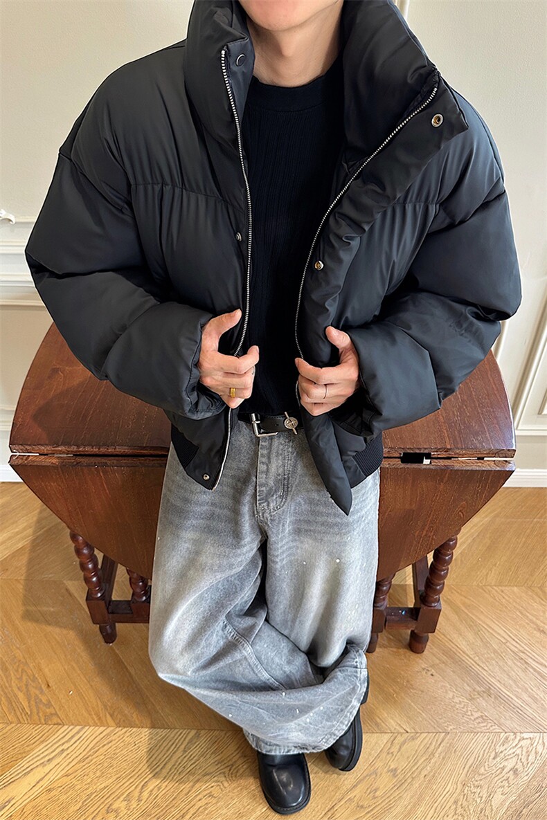 2025冬季立领加厚棉服PU皮棉衣情侣美式面包服外套潮MF3688-特P68,男装棉衣,电商B295