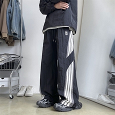 2024新款加厚冲锋裤条纹阔腿工装裤潮休闲长裤街头个性K8135-P40，男装工装外套，星座512-3