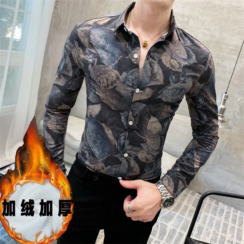 312A-835-P60新款社会精神小伙长袖衬衫男时尚帅气夜店衬衣-首S，男装衬衫，星座312A-5