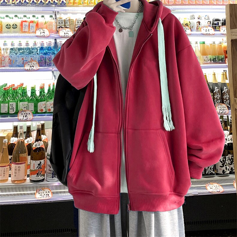 秋冬港风ins连帽卫衣克莱因蓝黑色加绒外套本命年红色，女装短外套，星座909-2（原星座717-2）