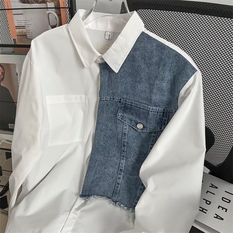 春夏季新款衬衫潮流慵懒男方领宽松型衬衫WA02P42图片