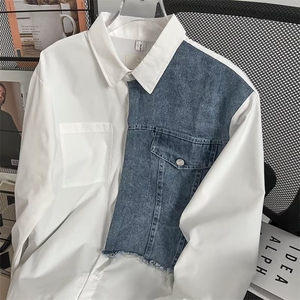 春夏季新款衬衫潮流慵懒男方领宽松型衬衫WA02P42图片