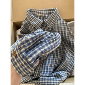 【档口现货】CS345LL-特P32 cleanfit蓝色格子衬衫男慵懒风衬衣图片
