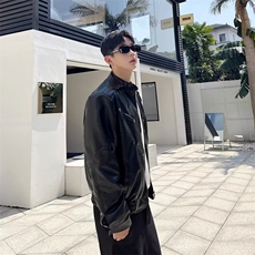 春秋季2025新款美式潮牌高级感宽松休闲垫肩夹克机车服JK835，男装夹克，星座516A