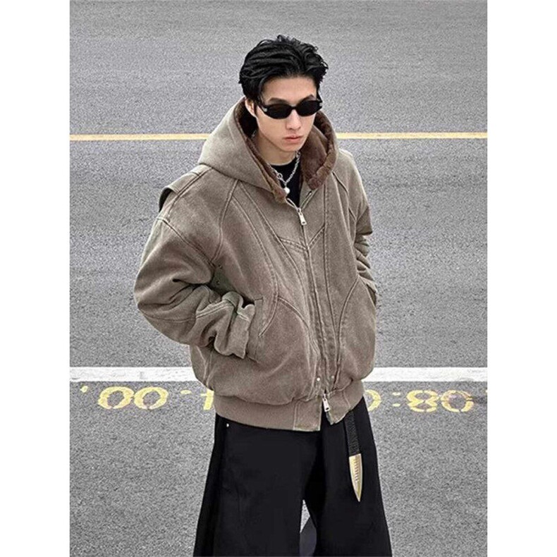 现货！做旧绿座山雕加绒加厚夹克棉服1005-CHYWT08-P128,男装夹克,星座1005