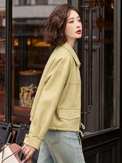 高级感皮衣女外套短款春秋季新款小个子宽松休闲气质百搭夹克上衣，女装皮衣，臻衣坊