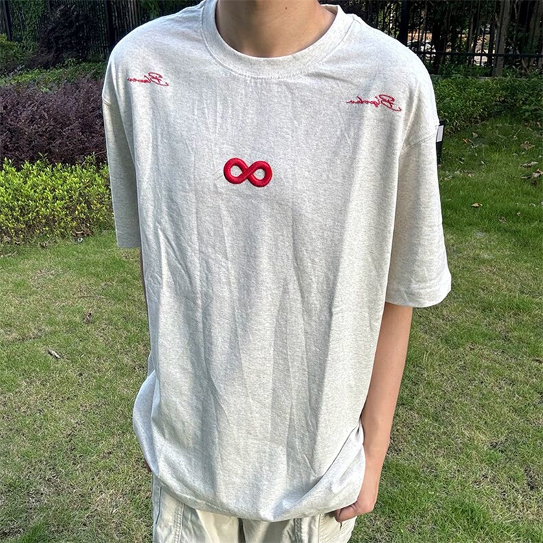 万针全刺绣解构设计260克重磅双纱纯棉高品质美式高街短袖T恤特35,男装T恤,电商A486
