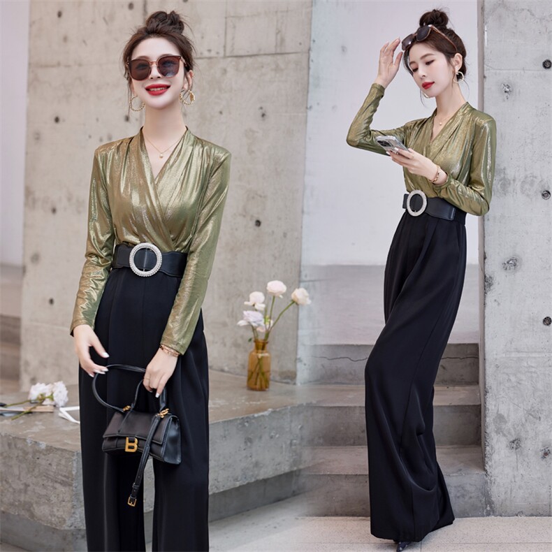 欧货时尚连体裤女2024夏新款女高腰修身阔腿裤垂感连衣裤职业，女装连体裤，微微衣阁