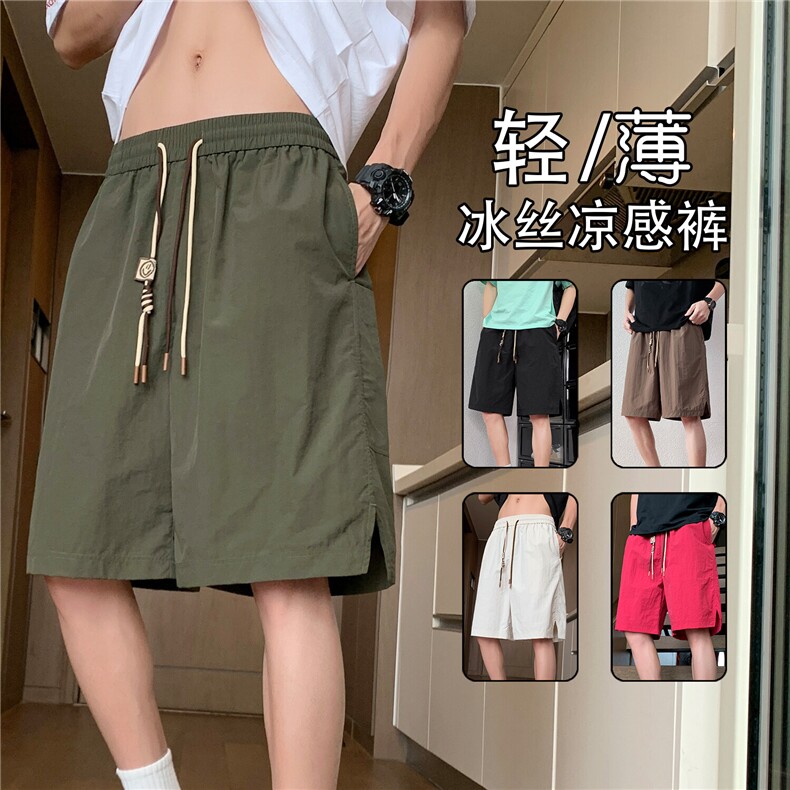 夏季薄款开衩设计五分短裤男DK059模特酒店锦纶(S-2XL)TP22,男装牛仔裤,电商A088