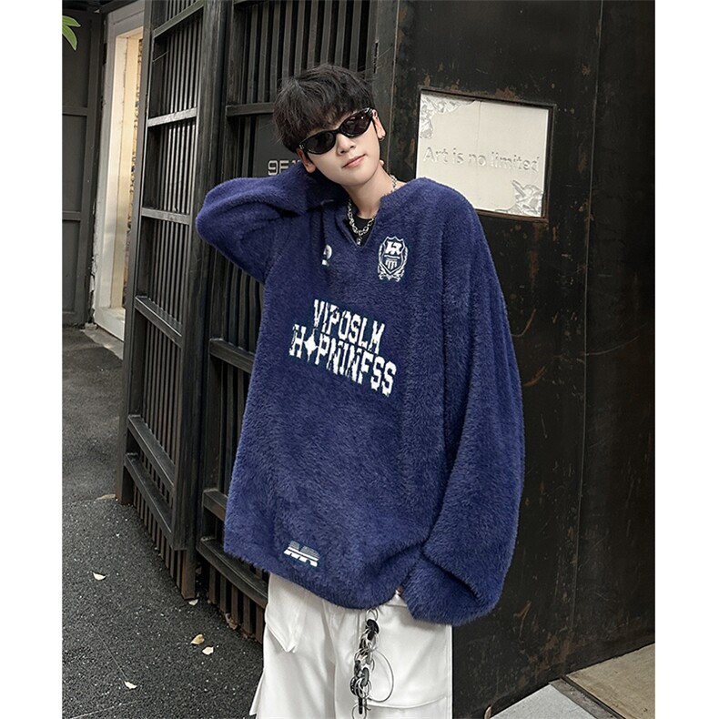 2025冬装字母仿貂毛衣美拉德情侣复古毛针织衫XZ212-1-QM635-P55,男装针织衫/毛衣,星座212-1