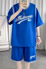 纯棉夏季短袖T恤套装青少年宽松潮流篮球服两件套男装F312P60控89，男装休闲套装，电商A086