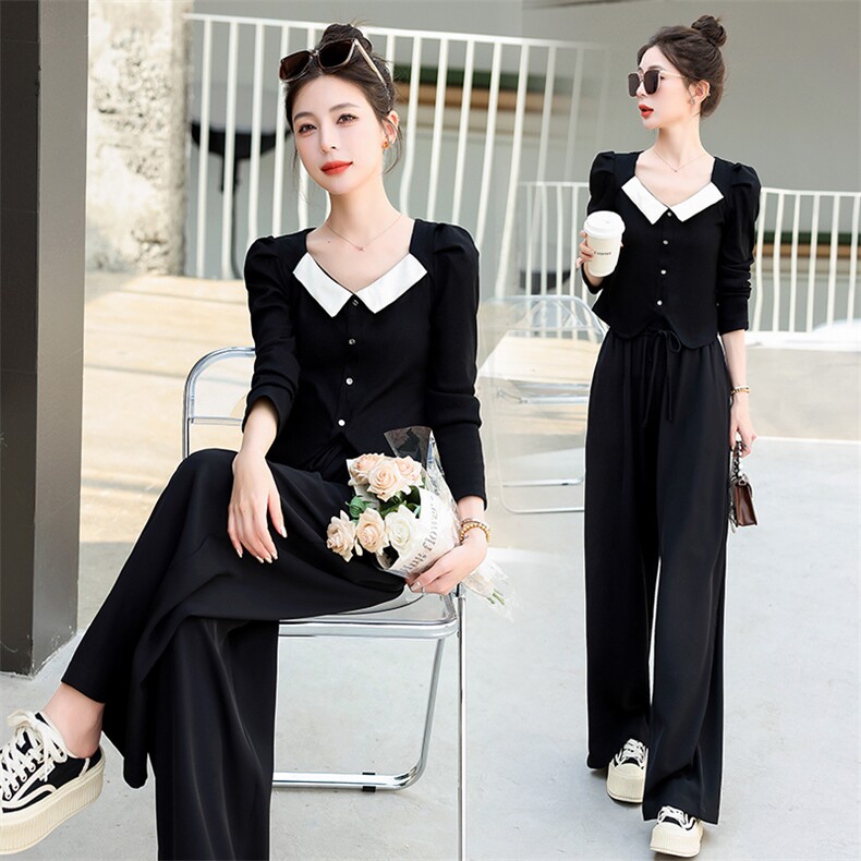 时尚优雅两件套裤2023年春季新款韩版舒适气质减龄女套装，女装套装/套裙，润尚靓点