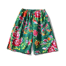 DK2009男士休闲东北大花短裤沙滩裤风民族特色大码男五分裤潮，男装休闲裤，星座115A(原星座507）