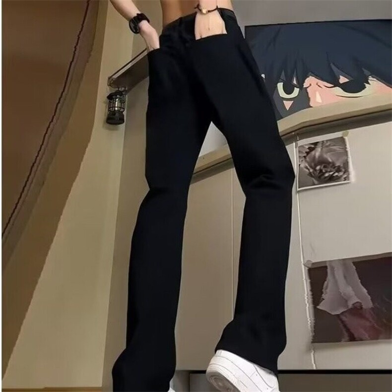 潮窄版阔腿直筒牛仔裤男女夏季新款高腰宽松显瘦小个子垂感微喇裤,男装牛仔裤,星座506A