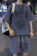 ！2025夏季新款男士华夫格短袖T恤套装学生一套HTZ120P50，男装T恤，电商B220