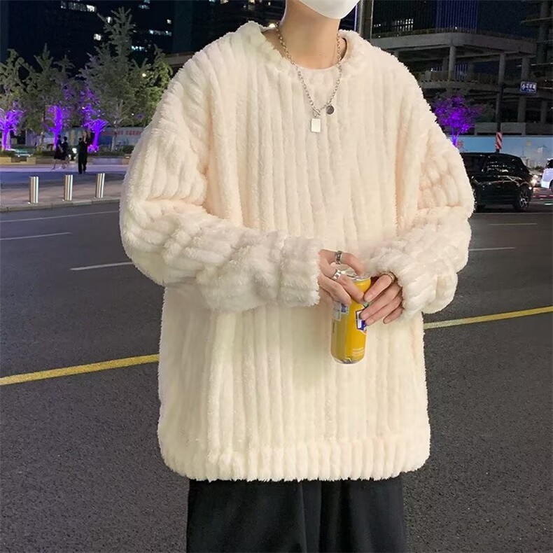 港风ins潮牌羊羔绒卫衣男女韩版潮流宽松秋冬针织外套W533-p45,男装卫衣,星座1008