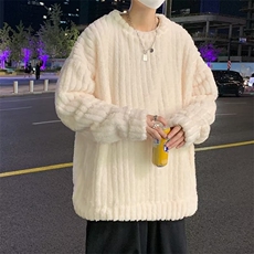 港风ins潮牌羊羔绒卫衣男女韩版潮流宽松秋冬针织外套W533-p45，男装卫衣，星座1008