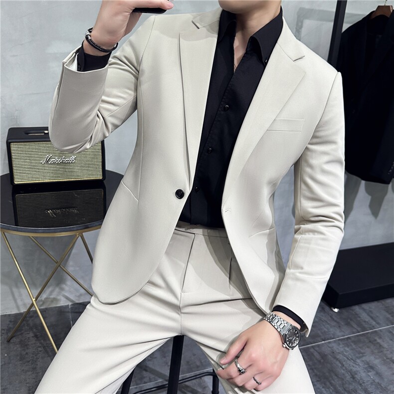 2026新款春秋商务正装修身西服套装男士休闲西装两件套8660-P240,男装西服套装,电商A355（原A415）