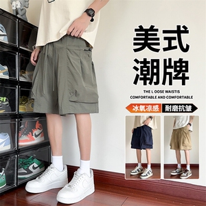 抖音品质潮牌冰丝工装五分裤男夏美式短裤 A146-GY525特p30量大优图片