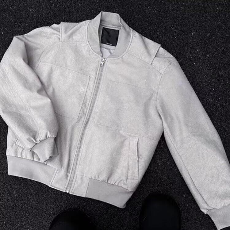 美式复古石灰短款棒球服外套男女春秋新款潮牌工装夹克,男装夹克,星座506A