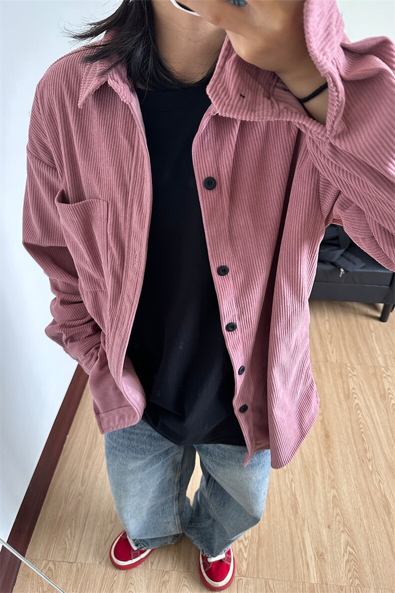现货厚实灯芯绒衬衫男秋冬款港风宽松复古长袖衬衣CS027-P48,男装衬衫,星座301C-5