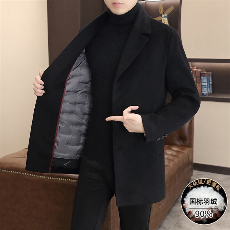 标90羽绒服外套可脱卸内胆冬季中长款羊毛呢子大衣YR253-195,男装羽绒服,星座210-3