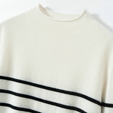 2025年秋季通勤条纹半高时尚百搭通勤休闲，女装羊绒衫，朝思纯山羊绒