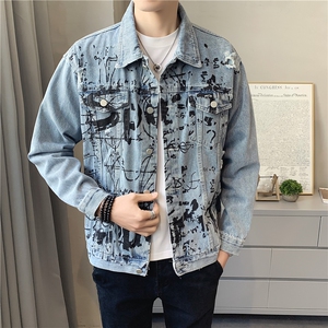 JK823-p80 M-5X店主风ins牛仔夹克绣花破洞大码男日系CITYBOY图片