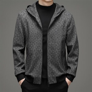 常规款呢子外套男21秋冬季新款连帽夹克外套休闲呢子ZG2511-P200，男装夹克，电商B212（原钱塘6029）