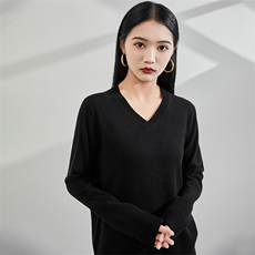 2024秋冬新款35%山羊绒女士净面V领羊绒衫，女装羊绒衫，润辉羊绒