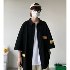 日系短袖衬衫男款夏薄款宽松休闲百搭衬衣凉感港风上衣LS2202P34，男装衬衫，星座1013-5