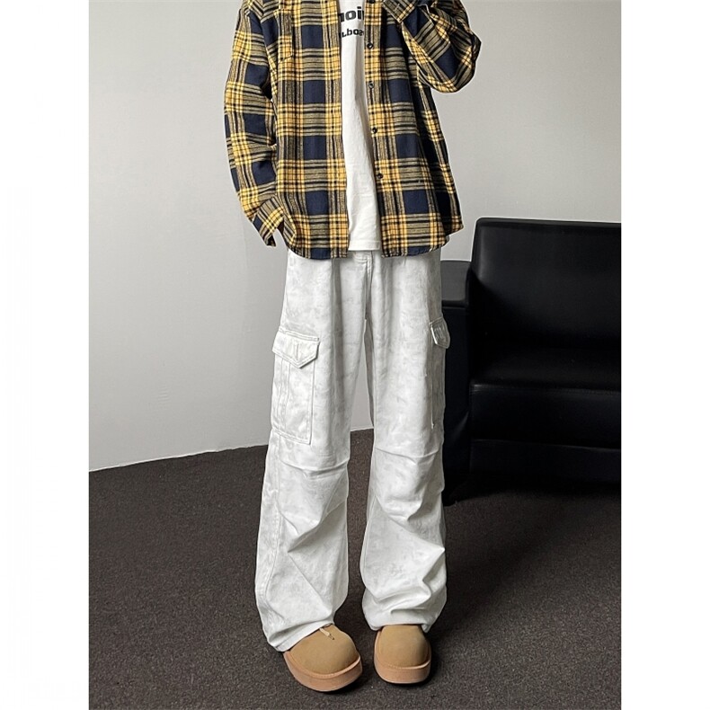直筒裤工装脏脏裤休闲裤男女美式高街潮牌长裤子K7048-P56,男装休闲裤,电商D202-1