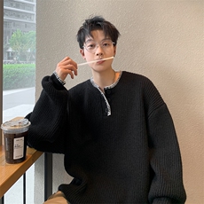 Cleanfit珠地设计感亨利领毛衣慵懒风手工缝线针织衫外套秋冬F06，男装针织衫/毛衣，星座506