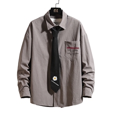 LC42110-P45加绒款P55痞帅领带长袖衬衫男士大码dk制服男jk砖墙，男装衬衫，电商A040A