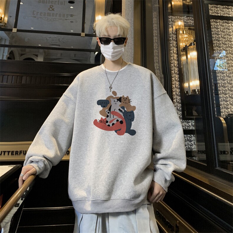 ！圆领卫衣男装港风长袖T恤男外套男WY257-特P23,男装T恤,电商B367