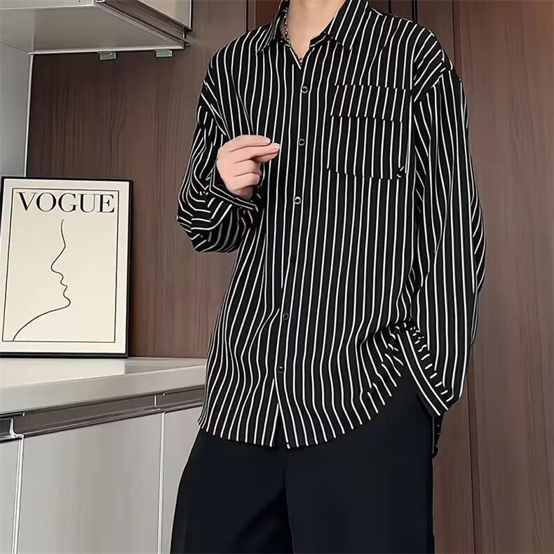 1506/QC0680/P34长袖衬衫日系港风衬衣男生夏季潮流百搭休闲外套图片
