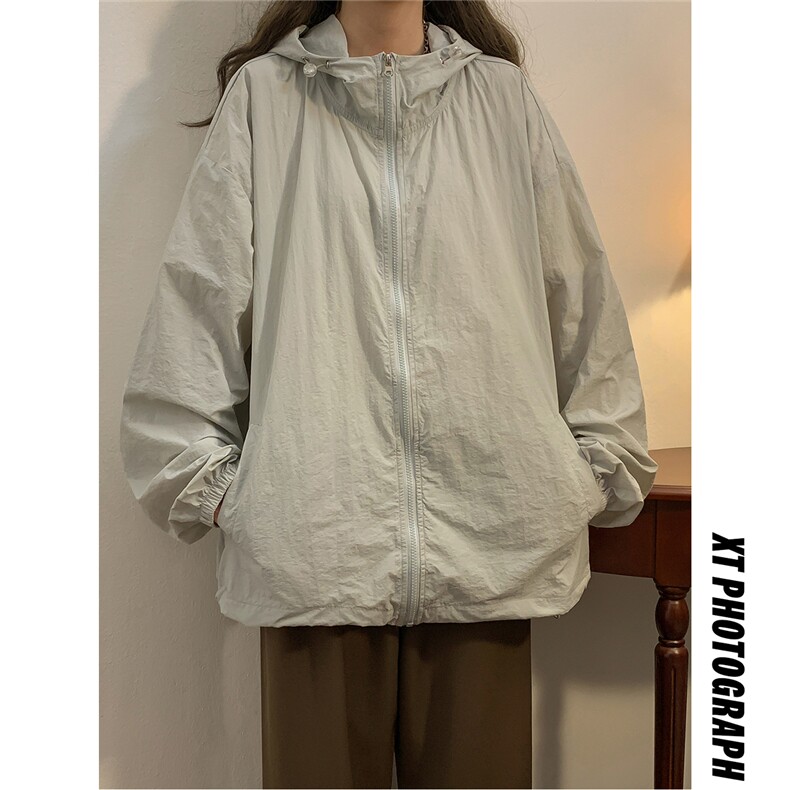 2025夏季新款纯色连帽宽松情侣防晒衣F169/P69，女装防晒衣，星座202-3