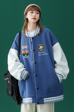 中性风2023秋季新品卡通印花百搭宽松夹克情侣棒球服G87P65控78，男装夹克，A247A