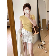 百搭休闲波点半身裙女2025夏季通勤百搭高腰显瘦小个子包臀短裙，鞋类箱包手腕包，星座1210-1