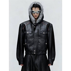 网图美潮PU皮机车服红铆钉座山雕棉服外套W1888/特P148，男装棉衣，电商B350