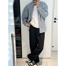 格子衬衫男女美式cleanfit高级感宽松百搭纯棉长袖衬衣潮CSW222，男装衬衫，星座516A