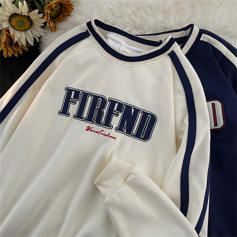 秋季潮牌街头宽松圆领卫衣男日系复古插肩长袖情侣上衣W8011-P45，男装卫衣，星座512-4