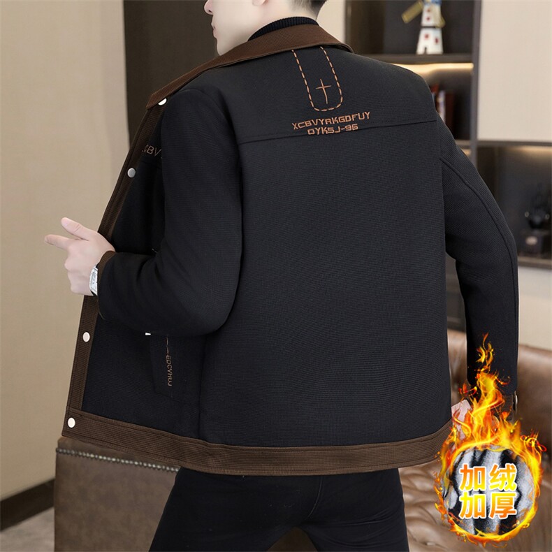 男式翻领刺绣夹克外套型男休闲百搭青年外套男J127-P73加绒P83,男装夹克,星座310B-3