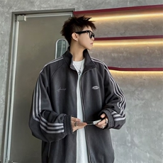美式vibe运动三条杠夹克男秋季宽松休闲潮牌痞帅开衫外LAR522-P55，男装夹克，星座1008
