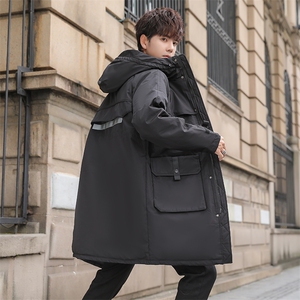 （）可二开连帽重工艺纯色工装户外情侣白鸭绒羽绒服男图片