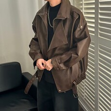 翻领皮衣外套欧美风痞帅街头机车加绒夹克衫RY1027-P95，男装夹克，星座1001-1