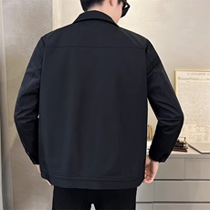 2025春秋季男士夹克韩版修身时尚翻领商务百搭装纯色休闲茄克上衣，男装夹克，星座506A